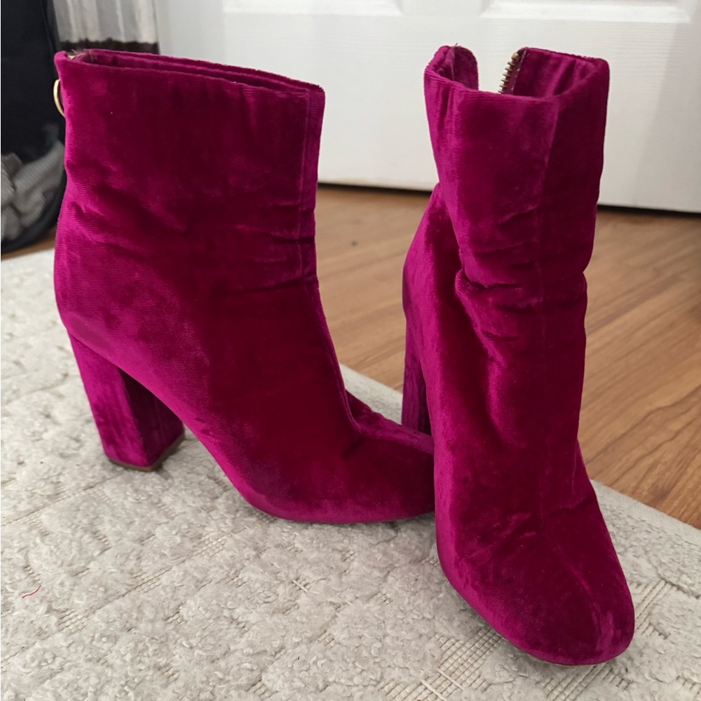 velvet pink booties